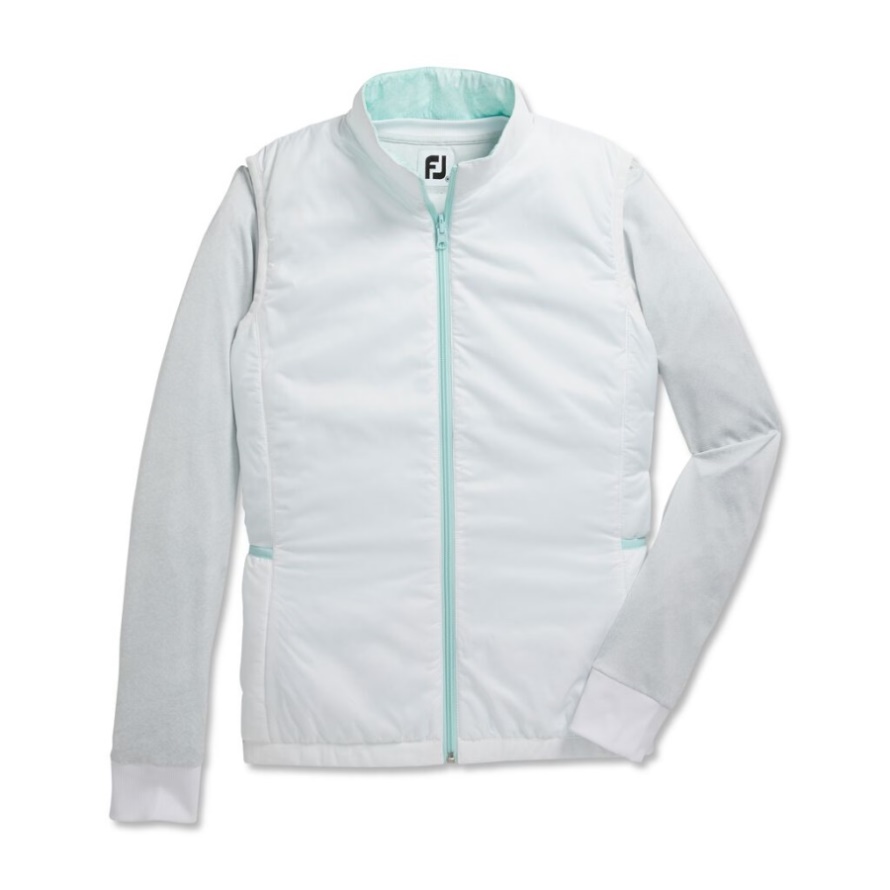 White-Aquamarine Insulated Reversible Vest Women-Previous Season Style Footjoy CA