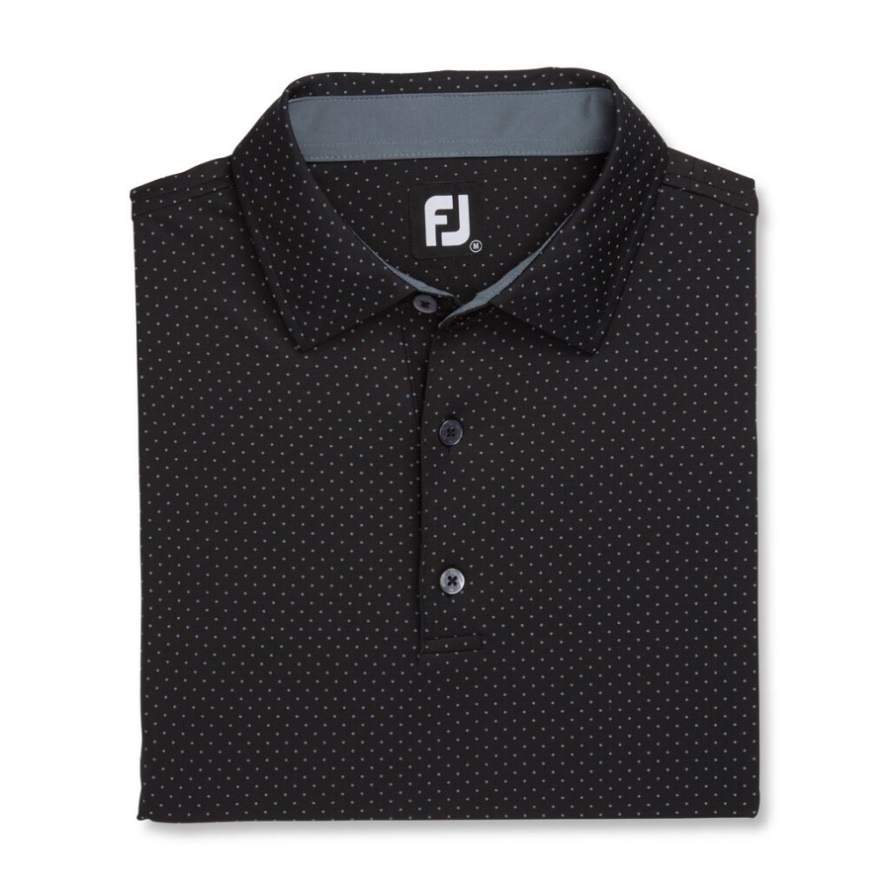 Stretch Lisle Dot Print Self Collar Black-Grey Footjoy CA