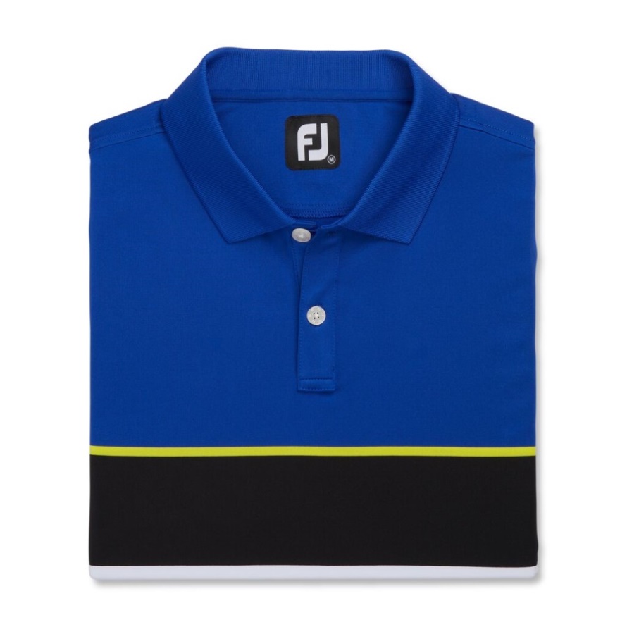 Ocean-White-Black Footjoy CA Color Theory Lisle Knit Collar