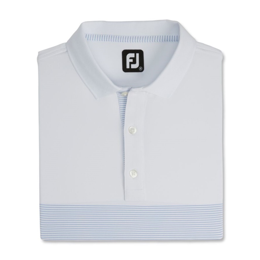 Footjoy CA Lisle Engineered Pin Stripe Self Collar White-Royal