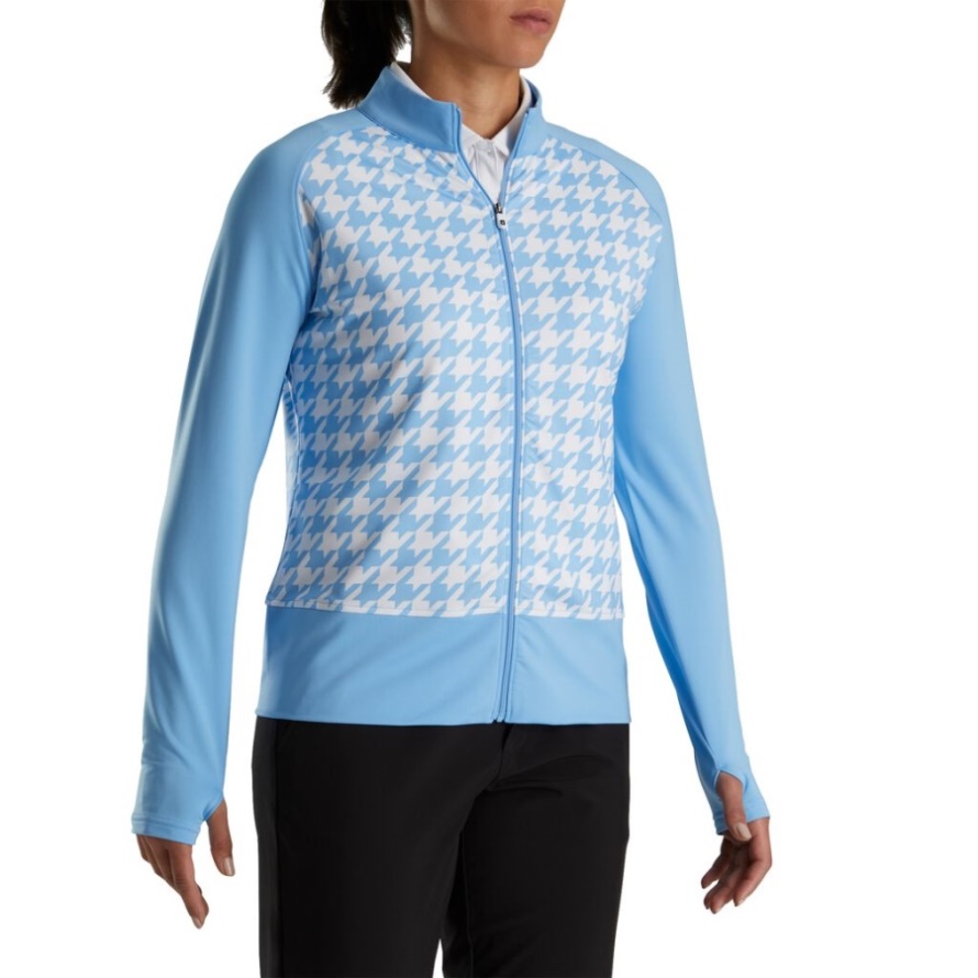 Full-Zip Houndstooth Print Mid-Layer Women Blue Footjoy CA