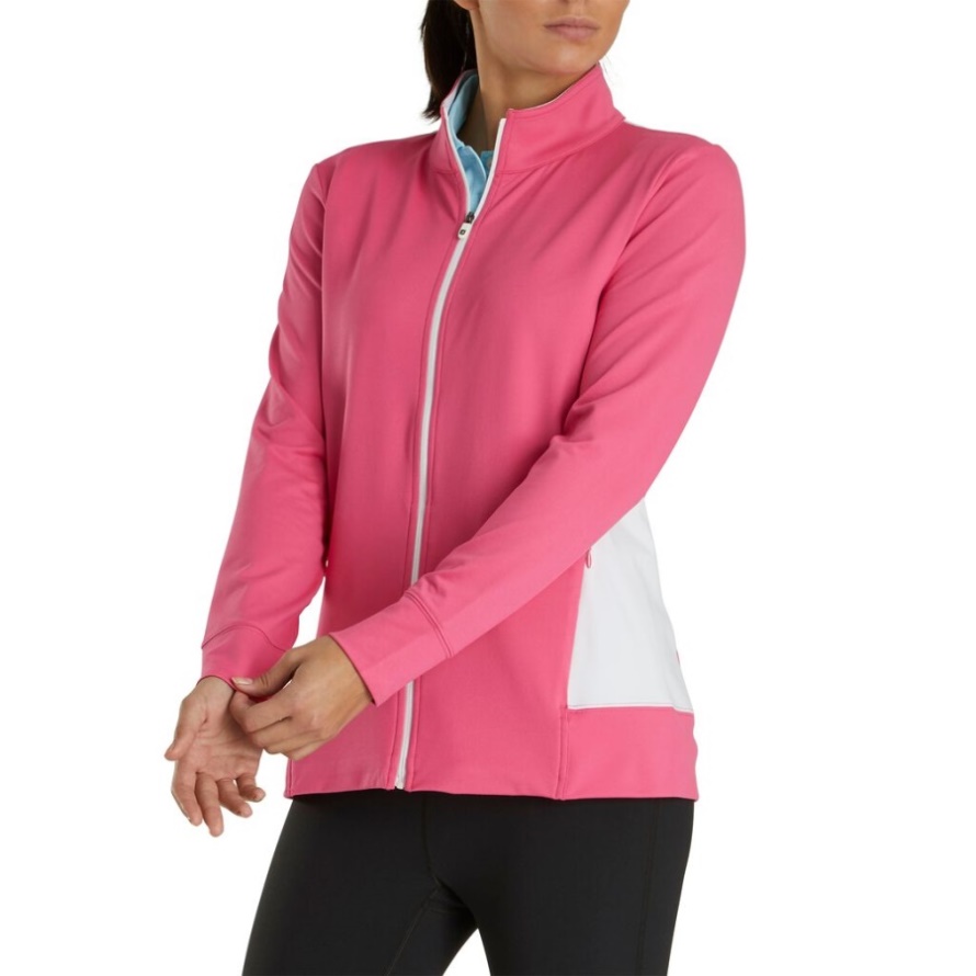 Footjoy CA Full-Zip Panel Pocket Mid-Layer Women Hot Pink-White