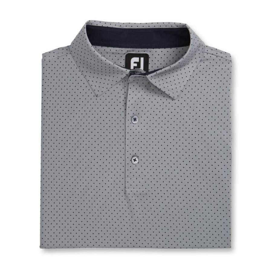 Heather Grey Footjoy CA Stretch Lisle Dot Print Self Collar