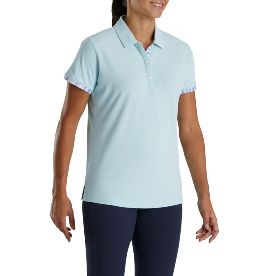 Footjoy CA Short Sleeve Watercolor Trim Women-Previous Season Style Sky New