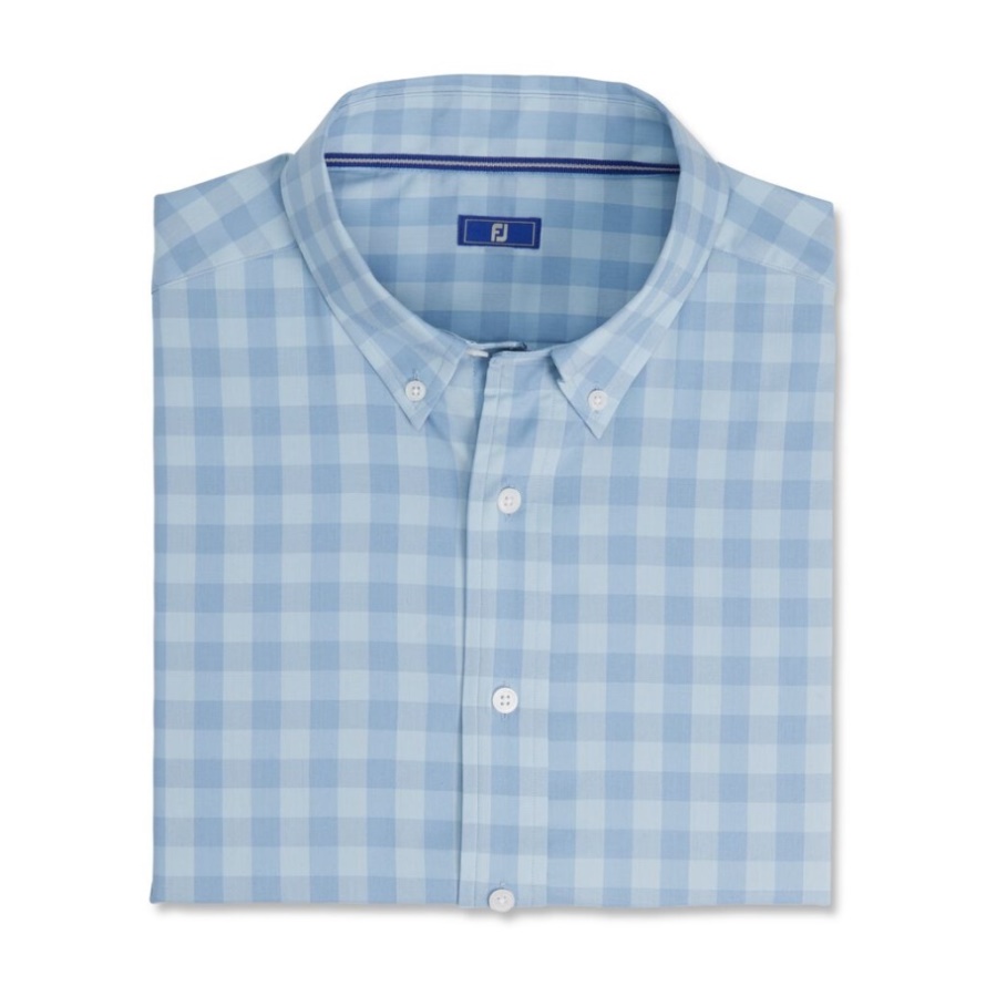 Gingham Stretch Cotton-Previous Season Style Footjoy CA Mist-Wedgewood