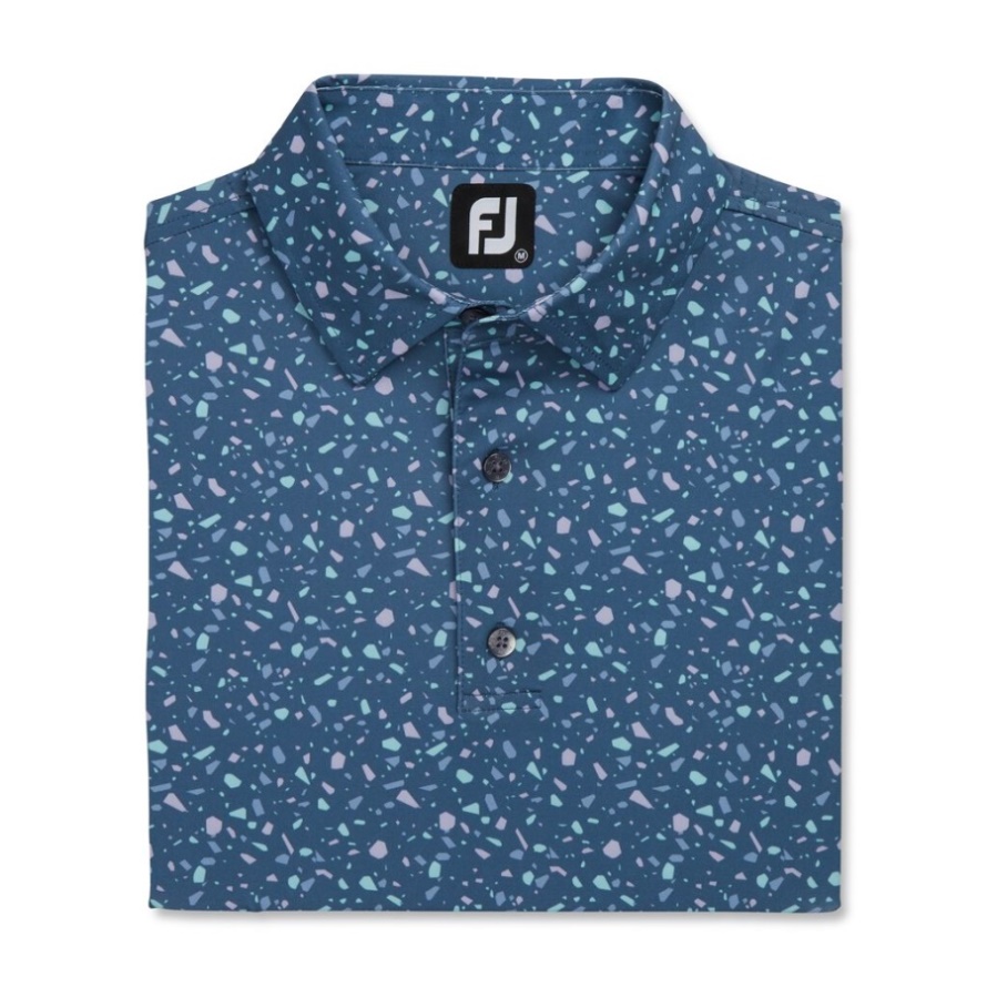 Footjoy CA Terrazzo Print Lisle Self Collar Bluestone