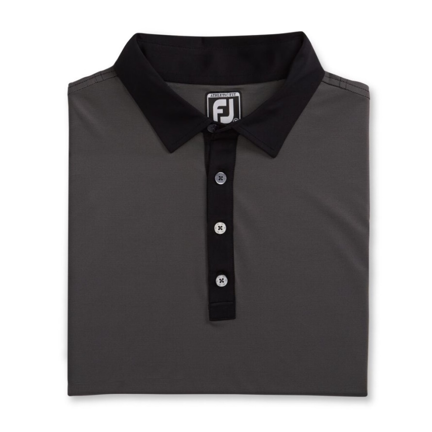 Footjoy CA Athletic Fit Lisle End-On-End Self Collar Black-Grey