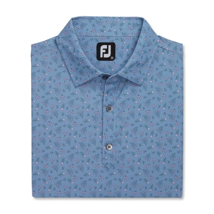 Denim-Dusty Purple-Azure Footjoy CA Mini Floral Lisle Self Collar