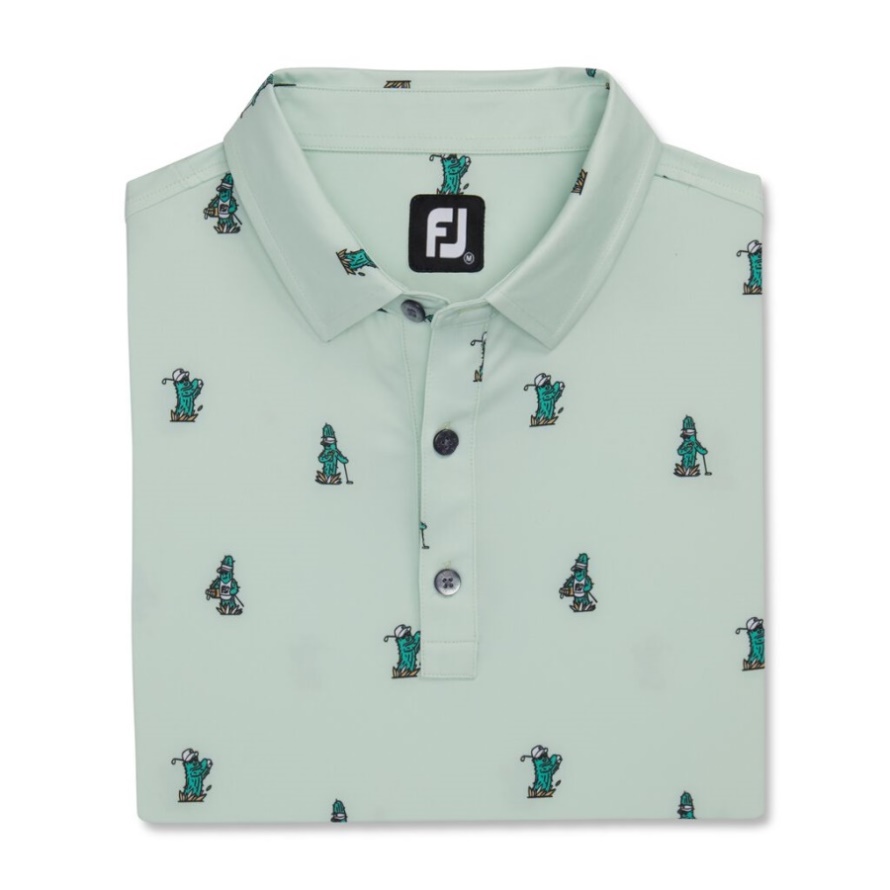 Mint Cactus Print Lisle Self Collar Footjoy CA