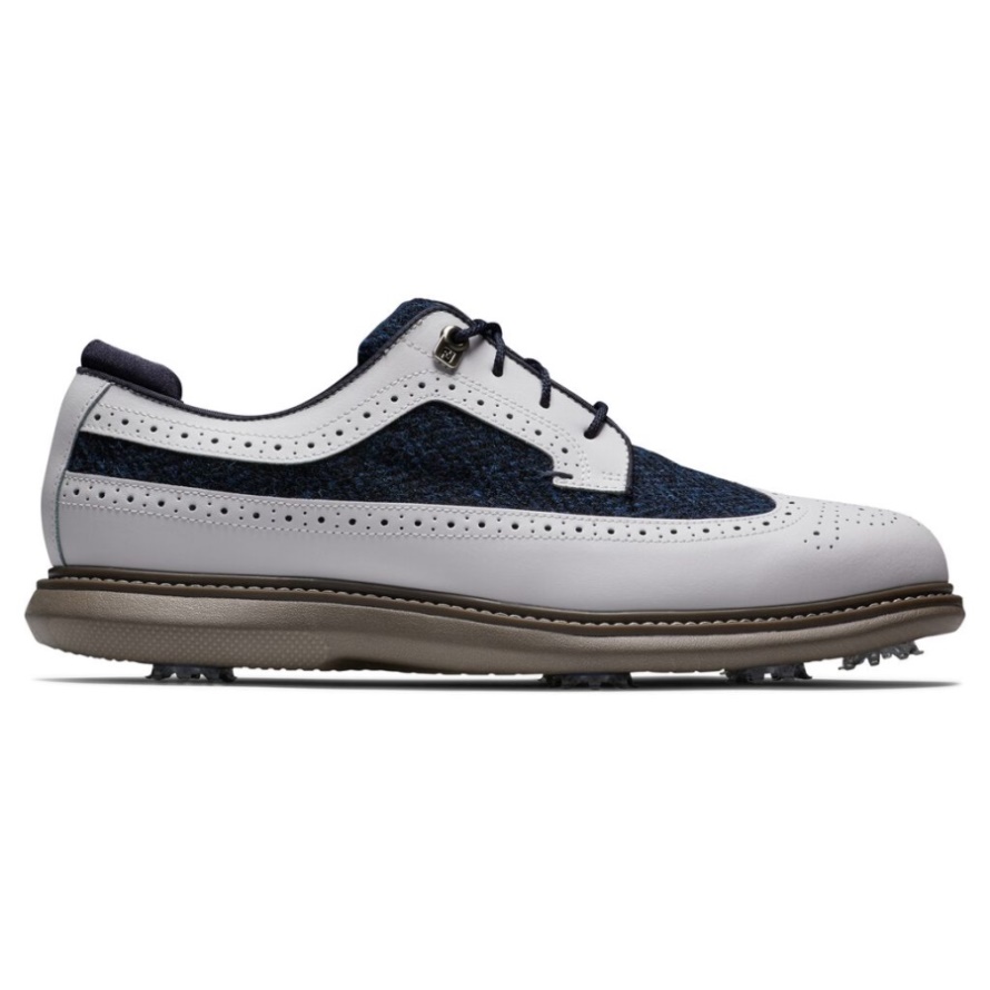 Footjoy CA White-Blue Herringbone Traditions - Shield Tip