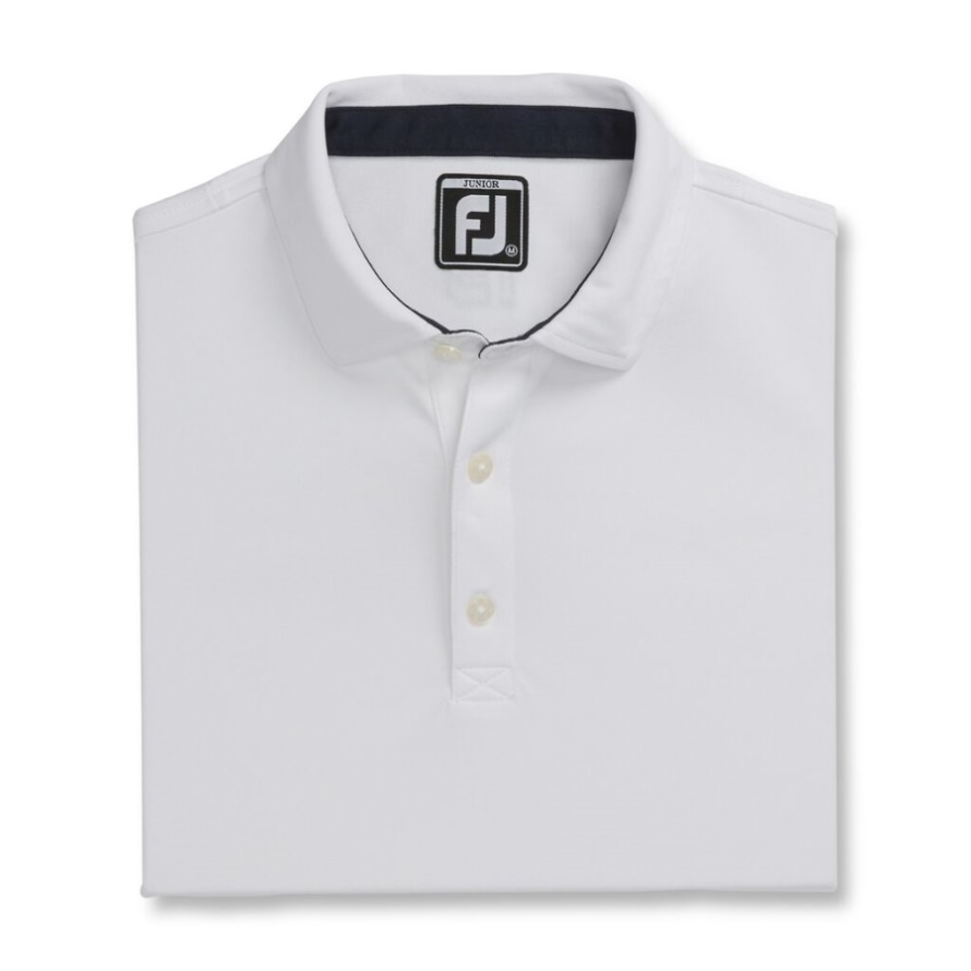 White Footjoy CA Solid Pique Self Collar Junior