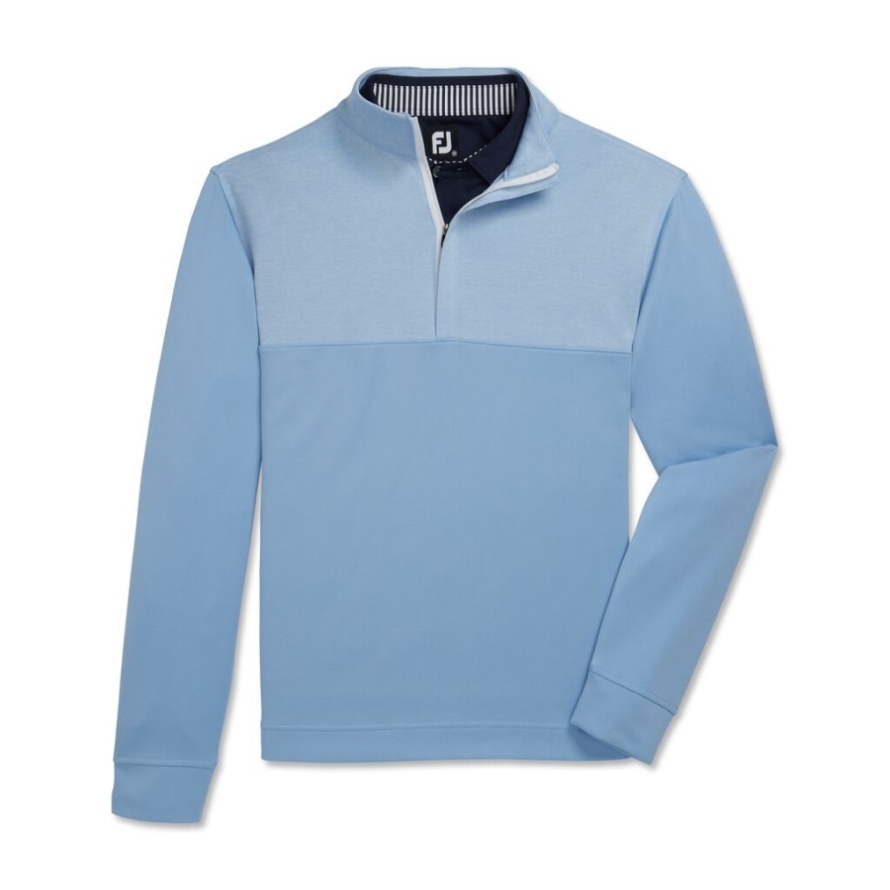 Footjoy CA Dusk Blue Heather Yoke Half-Zip Mid-Layer
