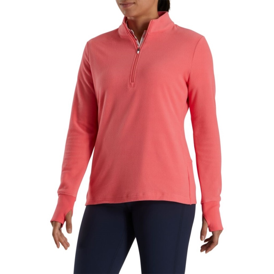 Half-Zip Fleece Mid-Layer Women Footjoy CA Bright Coral