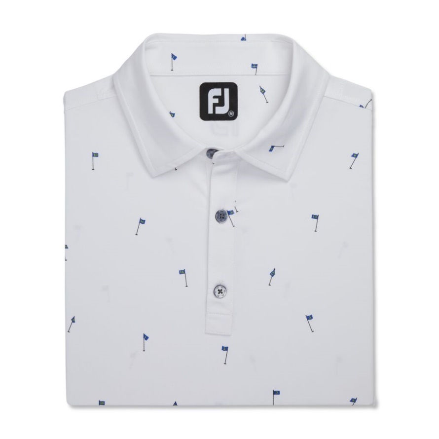 18 Holes Print Lisle Self Collar Footjoy CA White