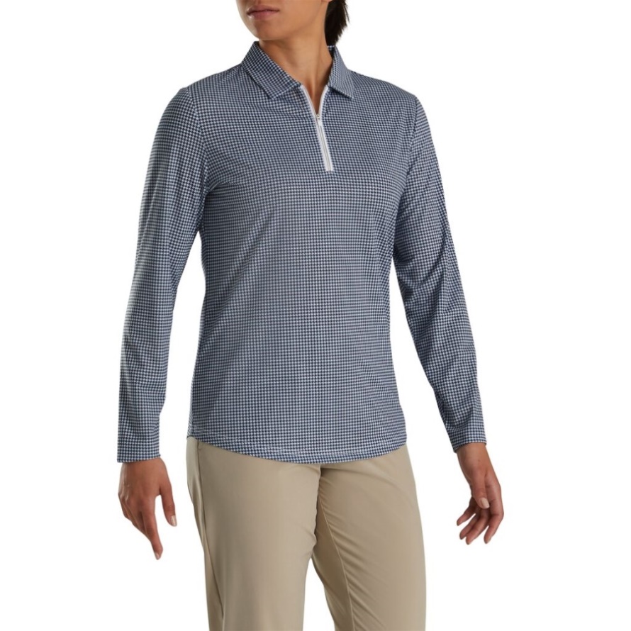 Navy Houndstooth Print Footjoy CA Sun Protection Shirt Women