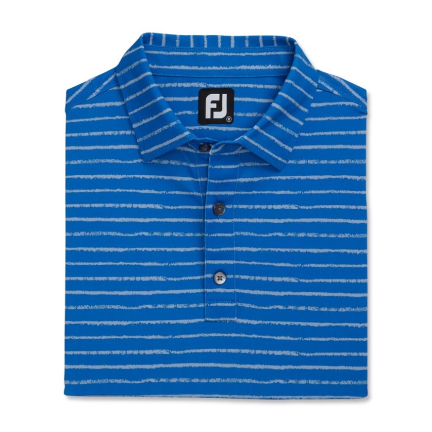 Chalk Line Print Stretch Pique Self Collar Royal-Dove Grey Footjoy CA