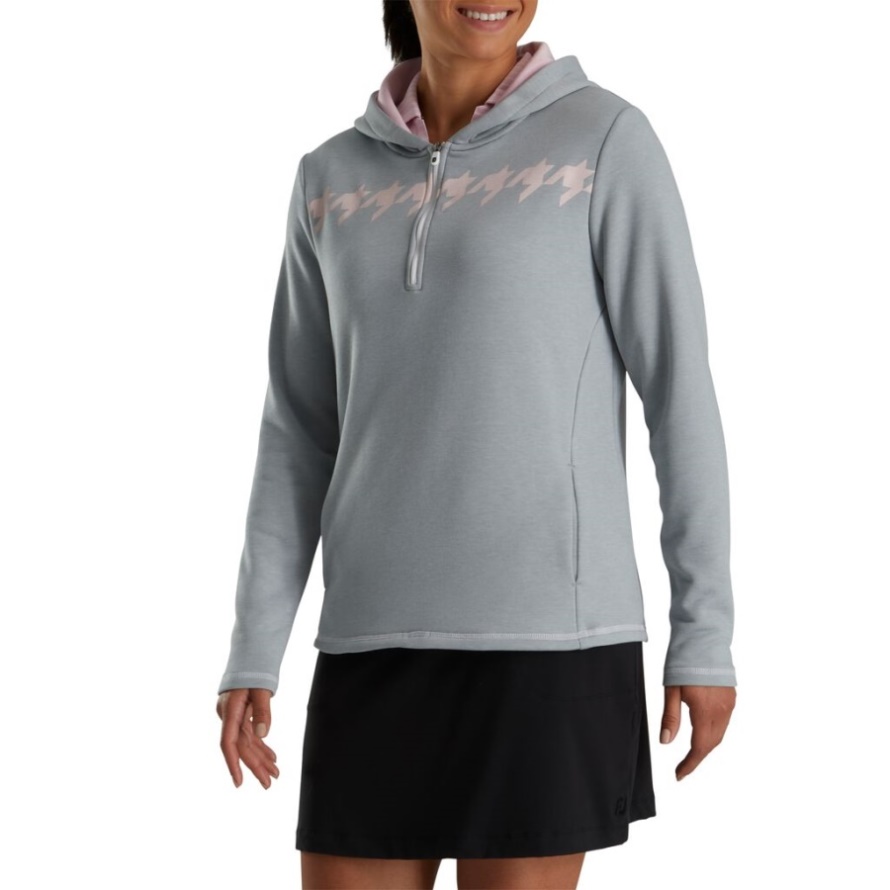 Grey-Pink Houndstooth Footjoy CA Half-Zip Hoodie Women