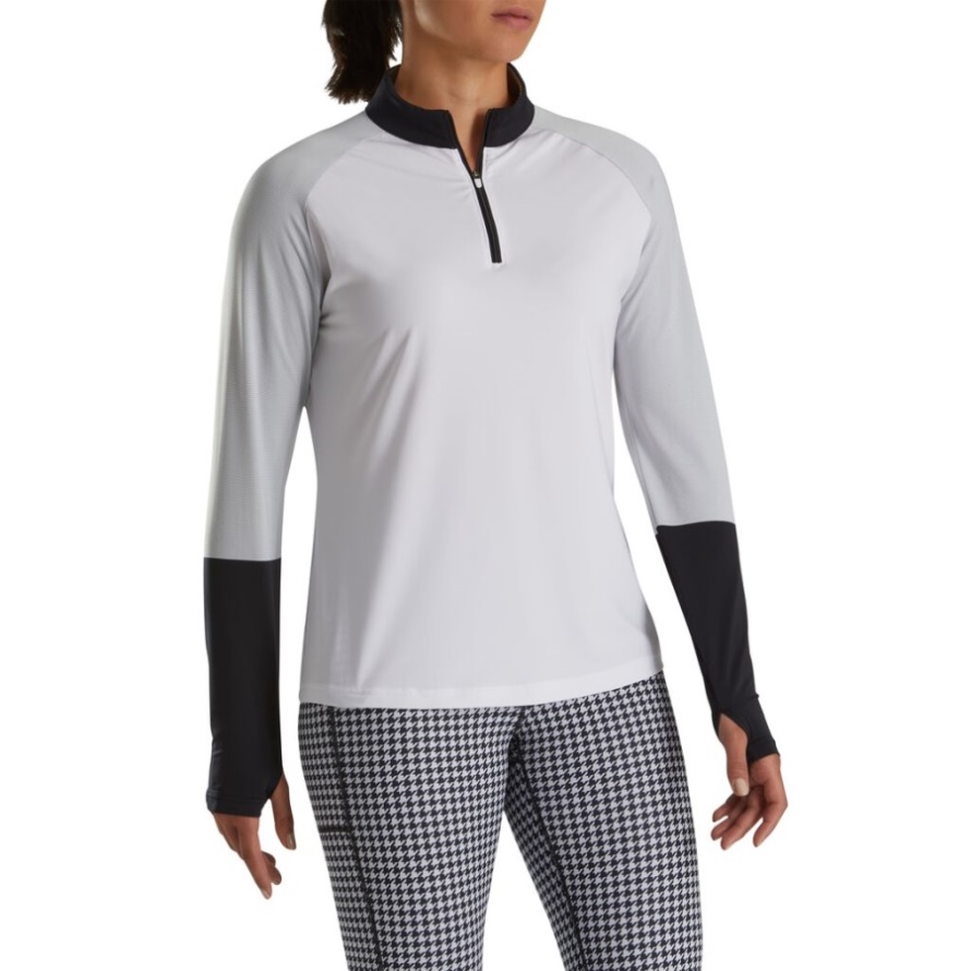White-Grey-Black Micro Stripe Sun Protection Shirt Women Footjoy CA