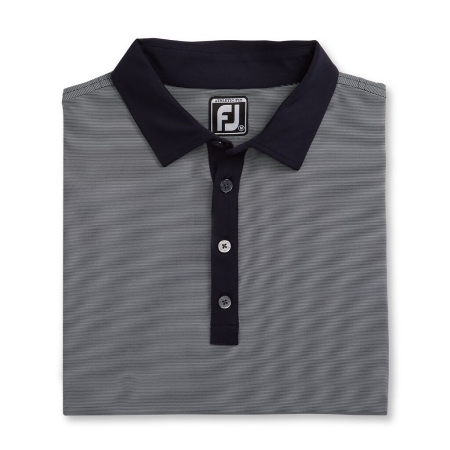 Navy-White Athletic Fit Lisle End-On-End Self Collar Footjoy CA