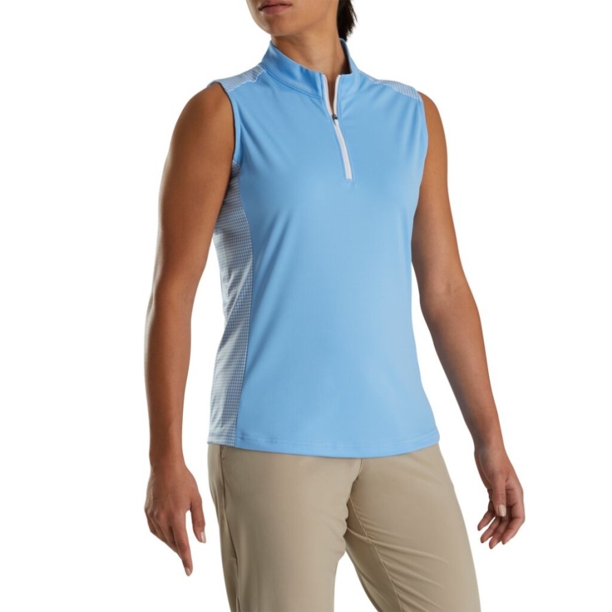 Blue 1/4 Zip Houndstooth Trim Women Footjoy CA