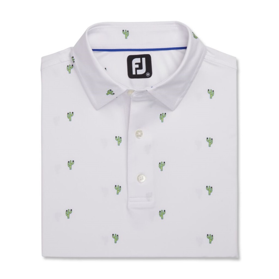 Footjoy CA White Cactus Print Lisle Self Collar
