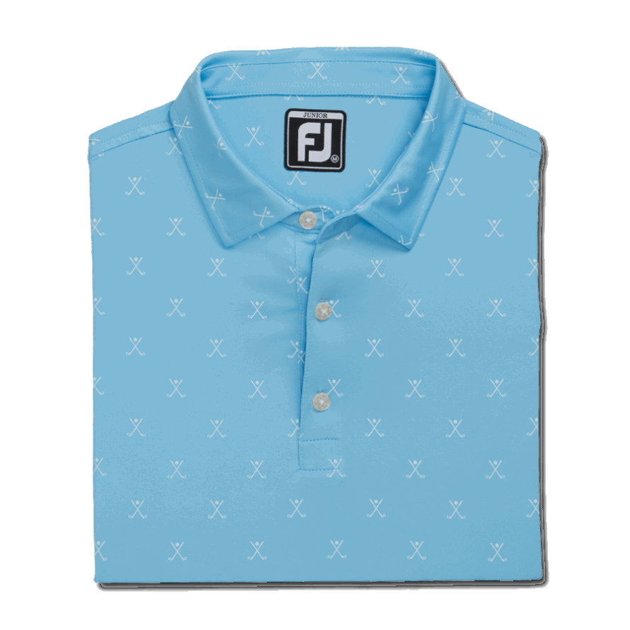 Golf Print Shirt Junior Footjoy CA Light Blue