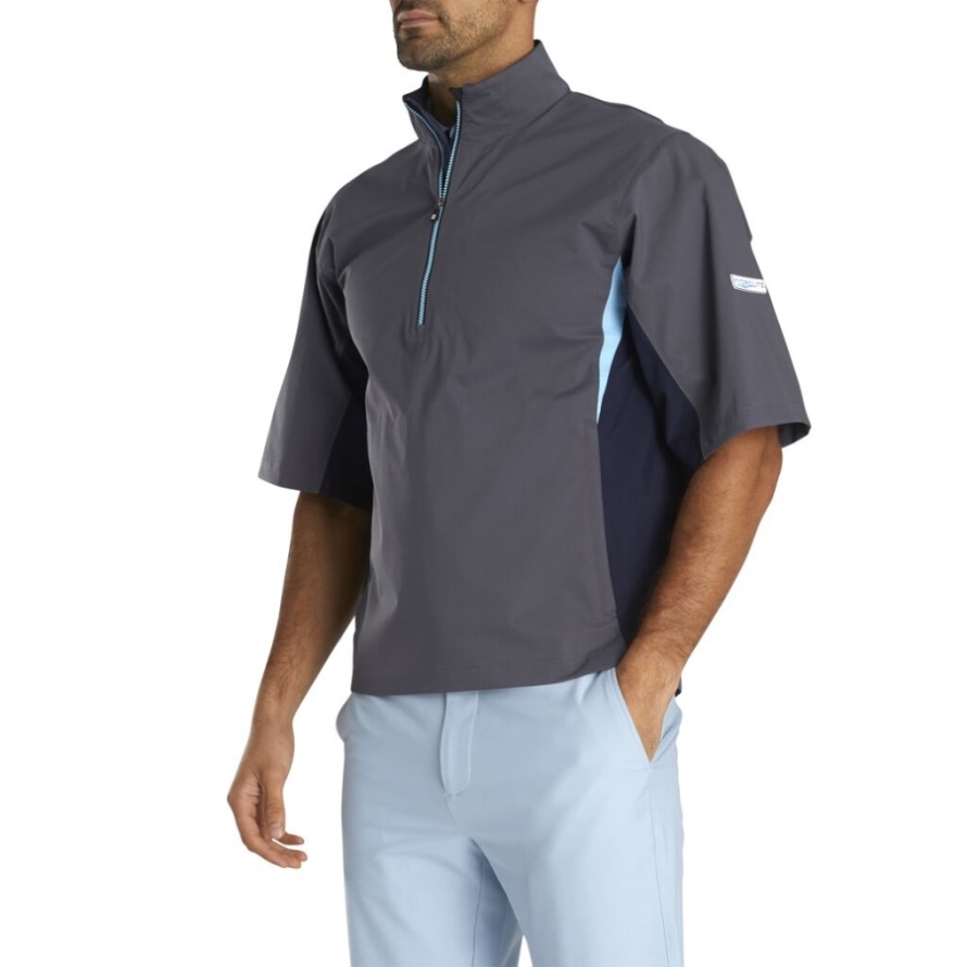 Footjoy CA Charcoal-Navy HydroLite Short Sleeve Rain Shirt