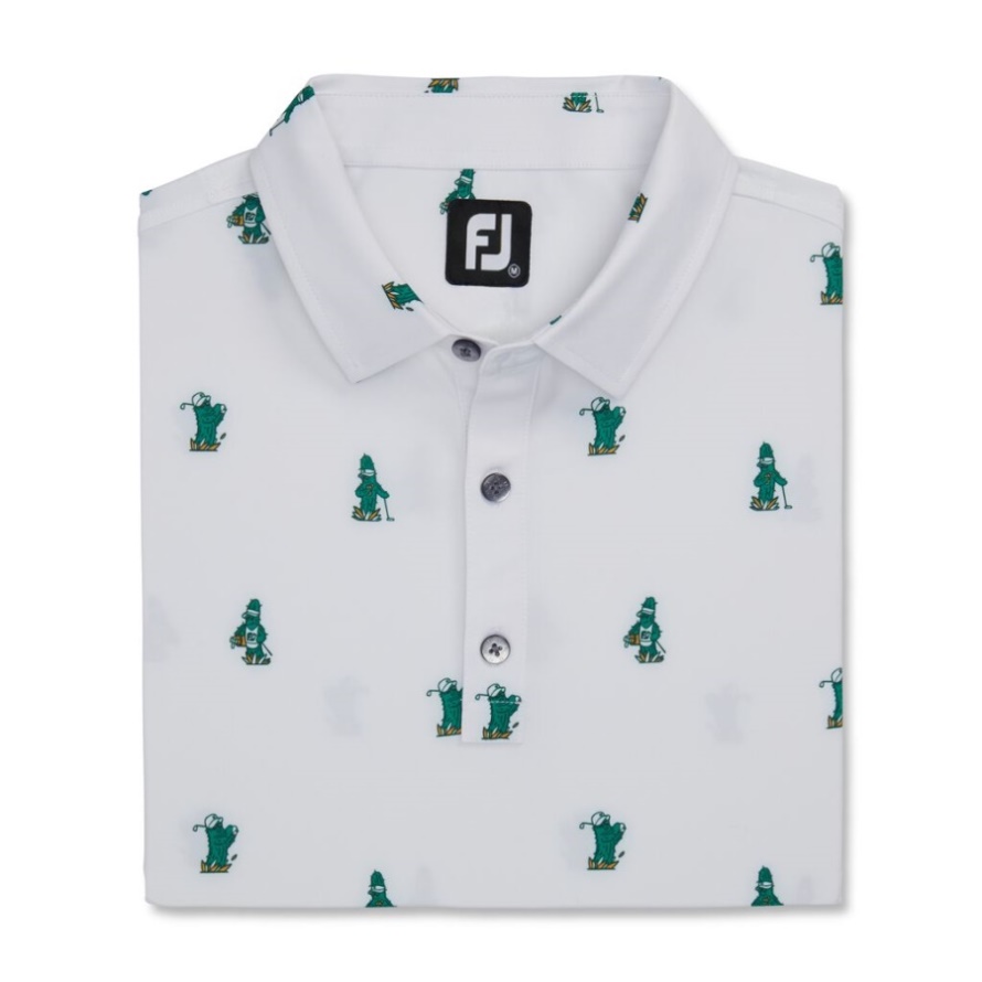 Cactus Print Lisle Self Collar Footjoy CA White
