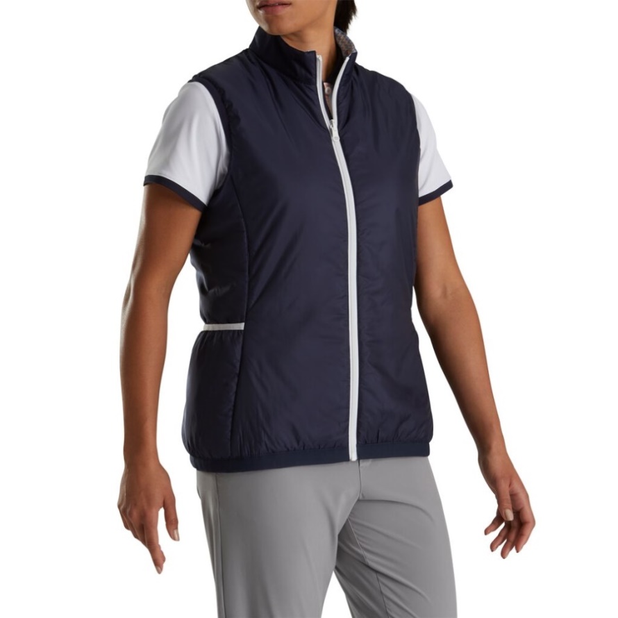 Footjoy CA Navy-Light Blue Houndstooth Insulated Reversible Vest Women