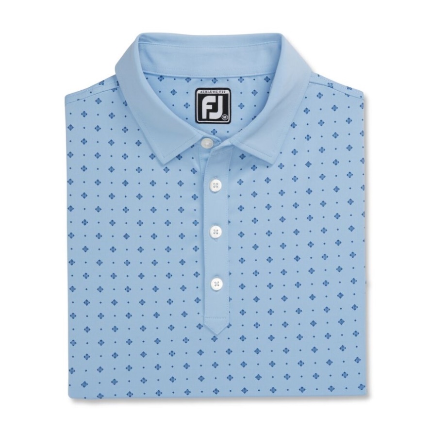 Light Blue-Navy Athletic Fit Deco Print Self Collar Footjoy CA
