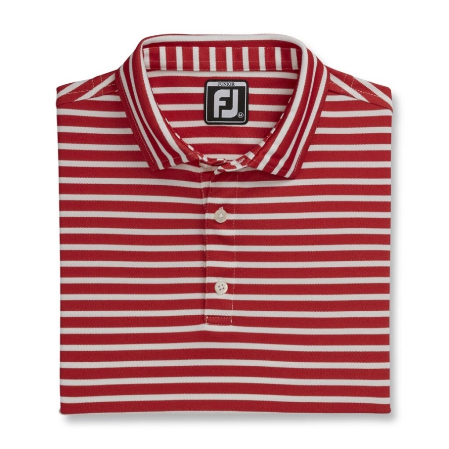 Footjoy CA Red-White Striped Pique Self Collar Junior