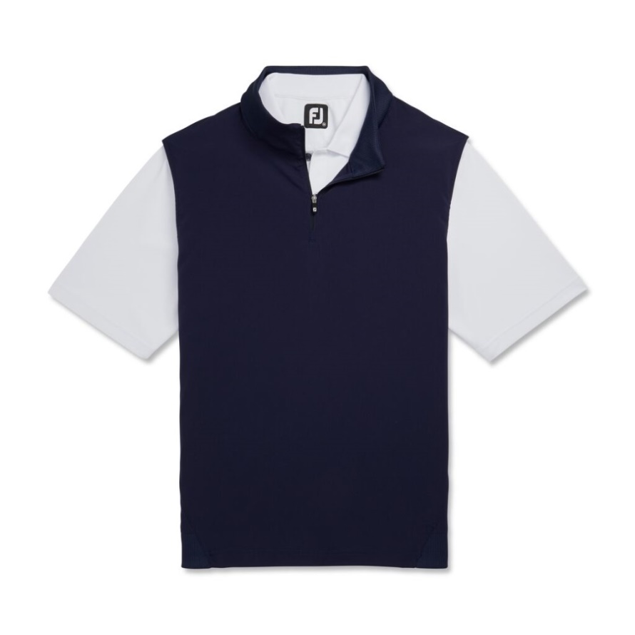 Stretch Woven Vest Knit Accents-Previous Season Style Navy Footjoy CA