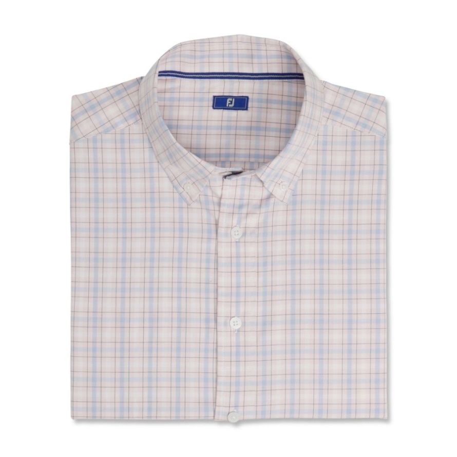 Open Check Stretch Cotton-Previous Season Style Light Pink Footjoy CA