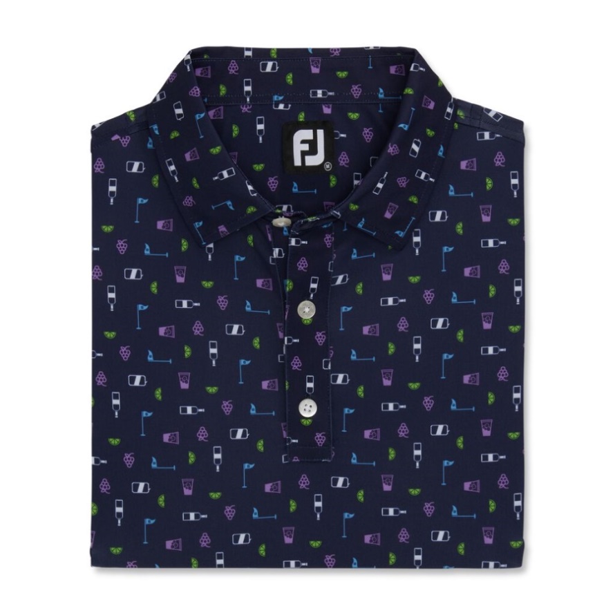 Navy Footjoy CA Transfusion Print Lisle Self Collar