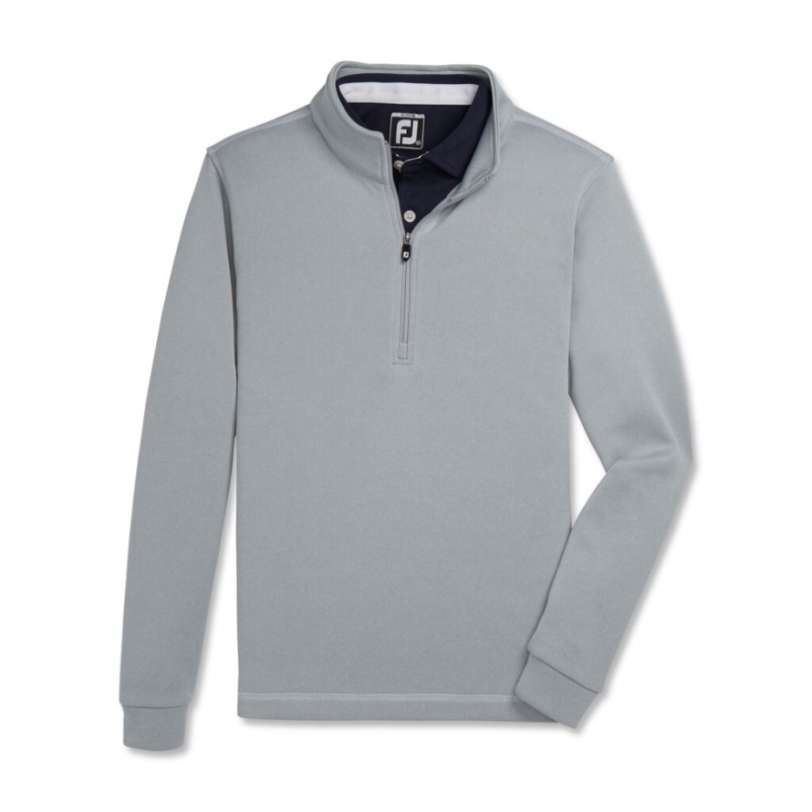Heather Grey Footjoy CA Half-Zip Contrast Stitch Mid-Layer Junior