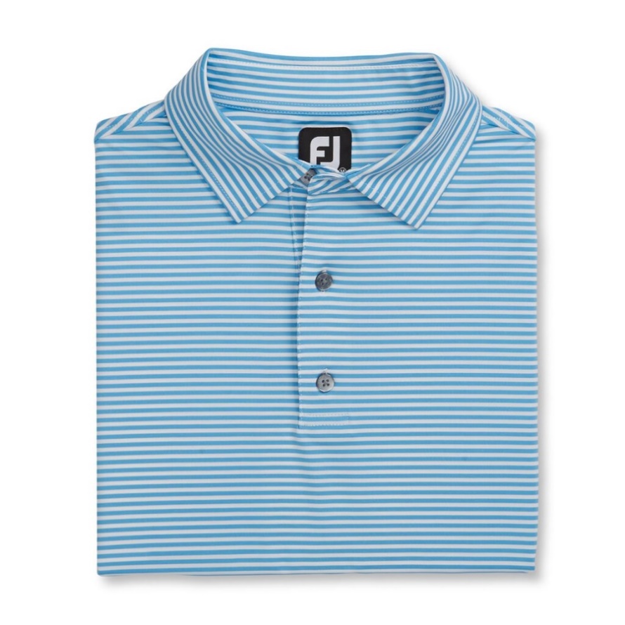 Reef Blue-White Footjoy CA Lisle Feeder Stripe Self Collar