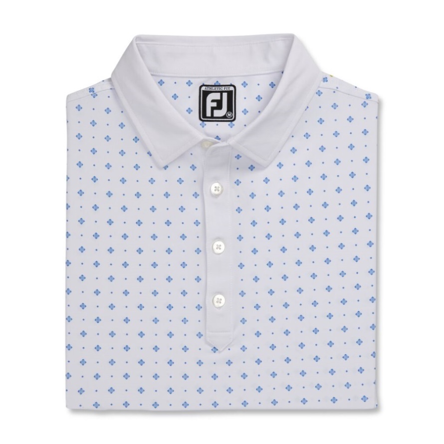 Footjoy CA White-Royal Athletic Fit Deco Print Self Collar