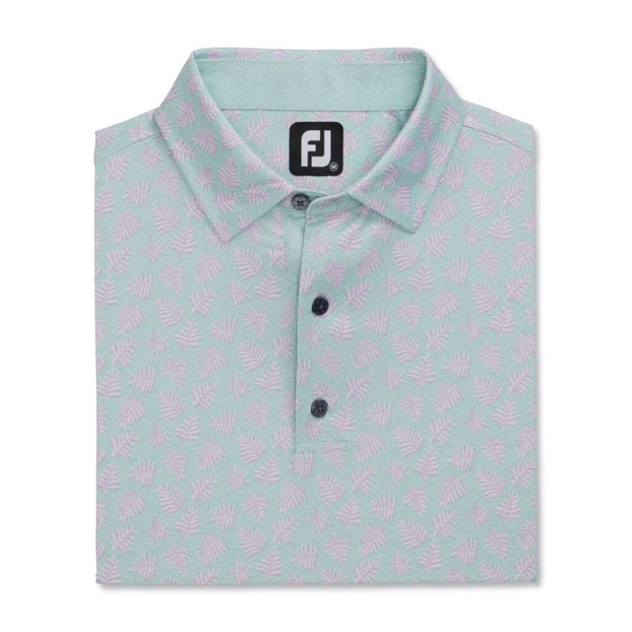 Athletic Fit Shadow Palm Print Lisle Self Collar Sage-Lavender Footjoy CA