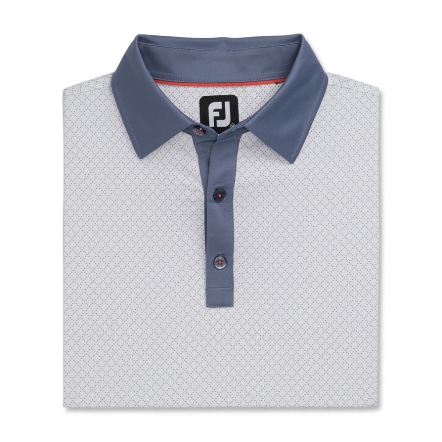 Diamond Dot Print Lisle Self Collar-Previous Season Style Footjoy CA White-Graphite