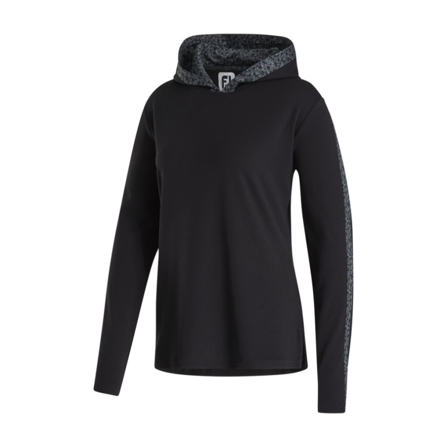 Black Spot Print Trim Hoodie Women-Previous Season Style Footjoy CA