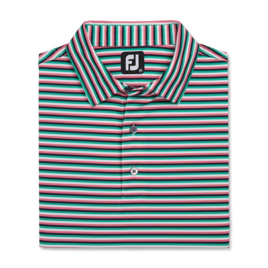 Footjoy CA White-Watermelon-Navy-Sea Green Multi Stripe Lisle Self Collar