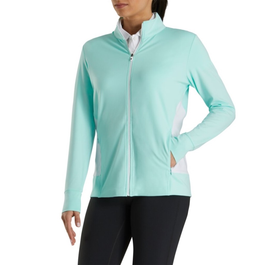 Full-Zip Panel Pocket Mid-Layer Women Aquamarine-White Footjoy CA