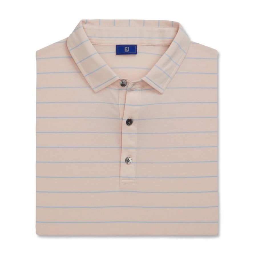 Athletic Fit Open Stripe Jersey Self Collar Footjoy CA Shell Pink-Blue Haze