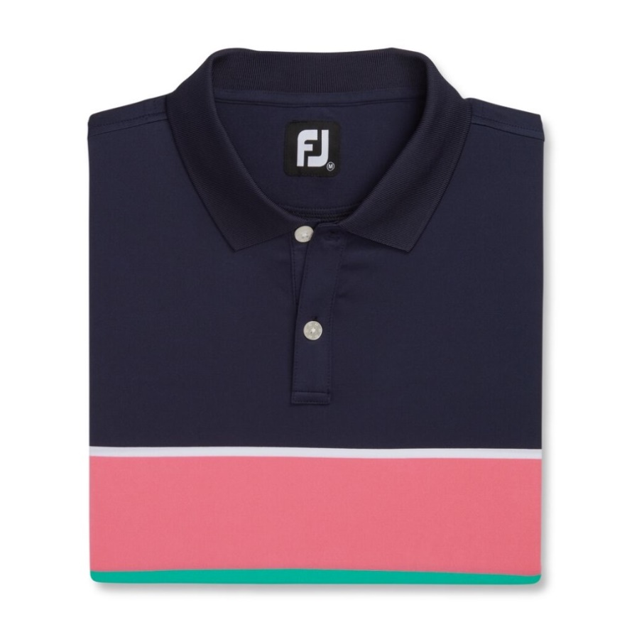 Color Theory Lisle Knit Collar Footjoy CA Navy-Sea Green-Watermelon