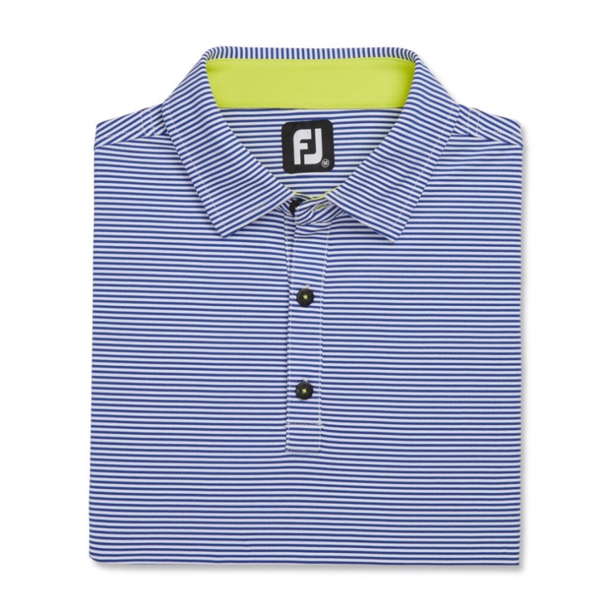 Footjoy CA Feeder Stripe Mix Stretch Pique Self Collar Ocean-White