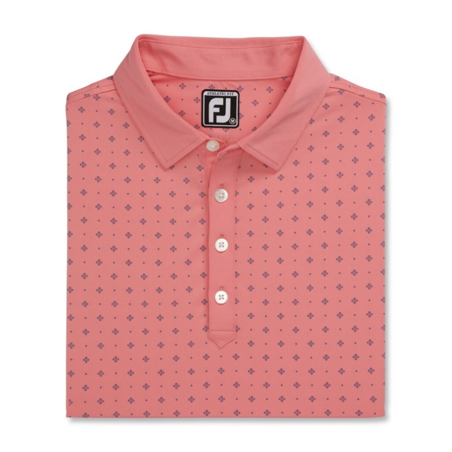Athletic Fit Deco Print Self Collar Footjoy CA Coral Pink-Slate