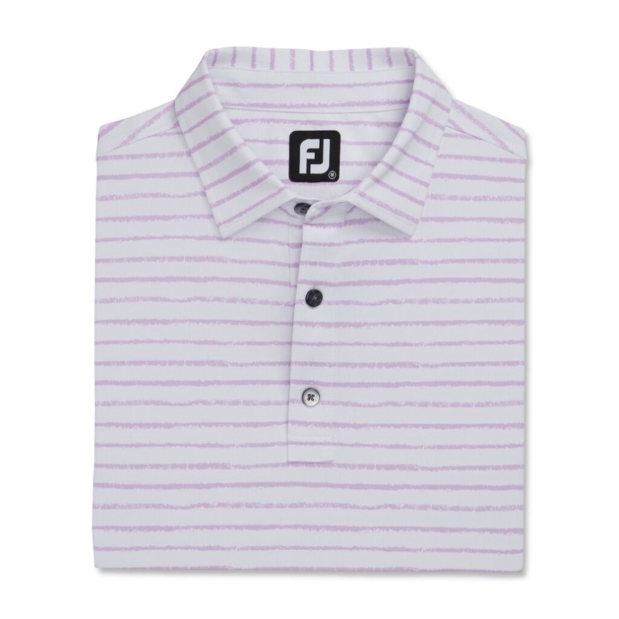 Chalk Line Print Stretch Pique Self Collar Footjoy CA White-Lavender