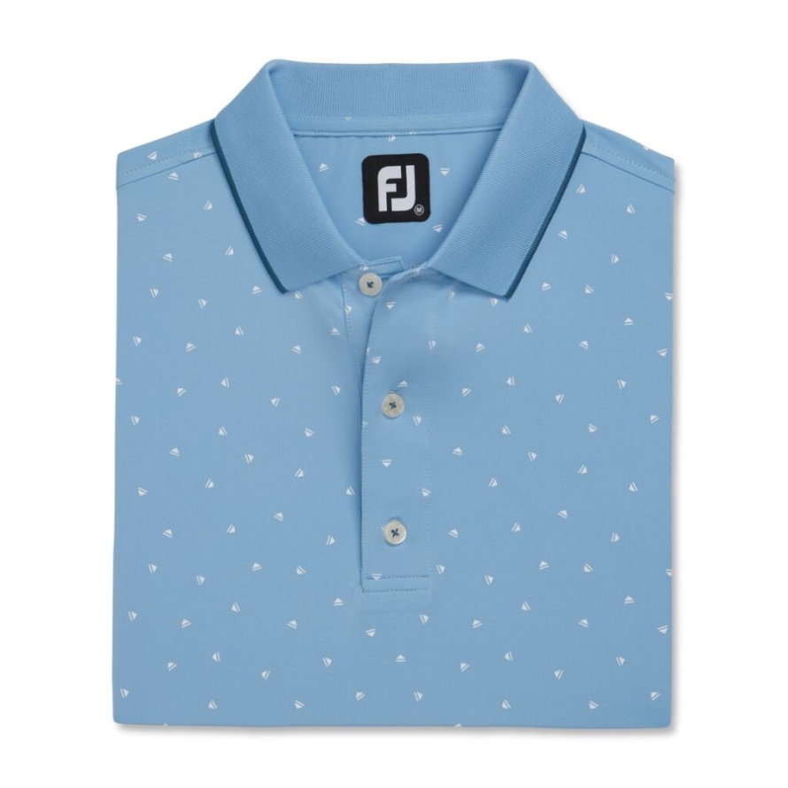 Dusk Blue-White Footjoy CA Push Play Print Lisle Knit Collar