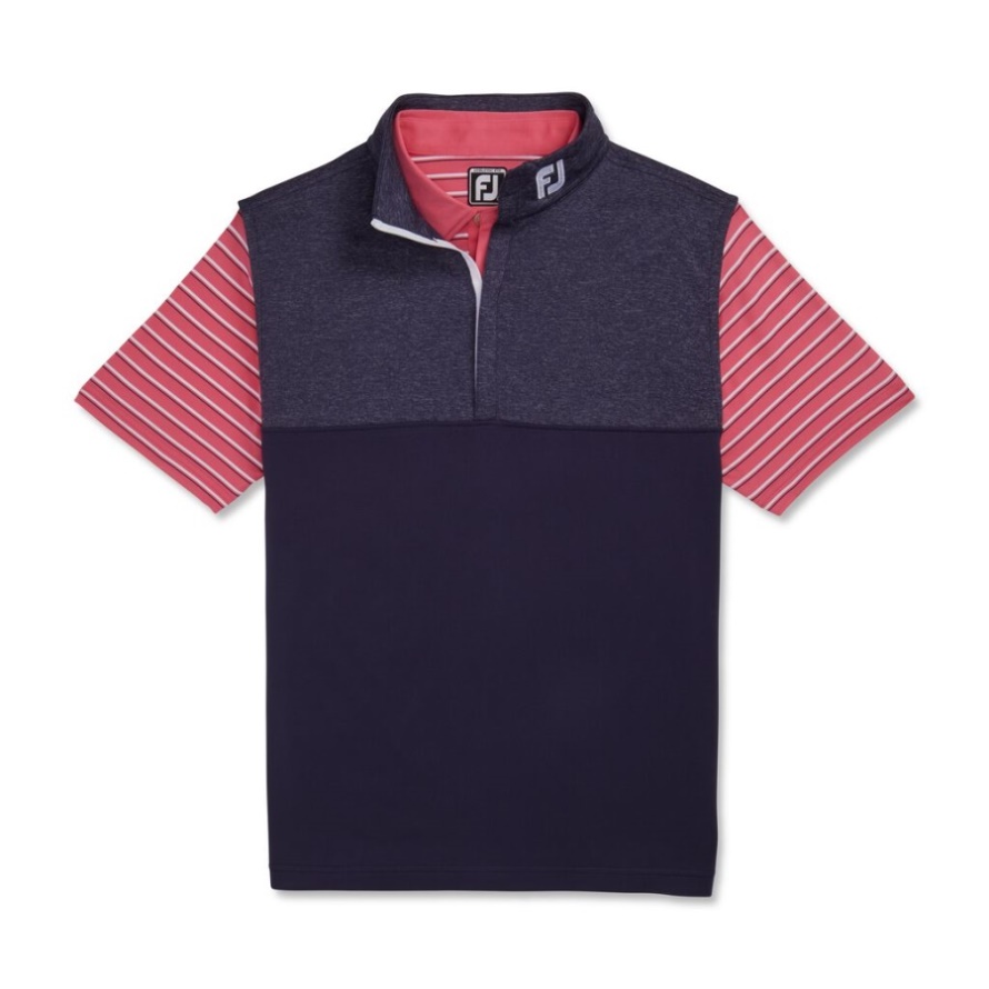 Heather Yoke Half-Zip Vest - FJ Tour Collar Footjoy CA Navy