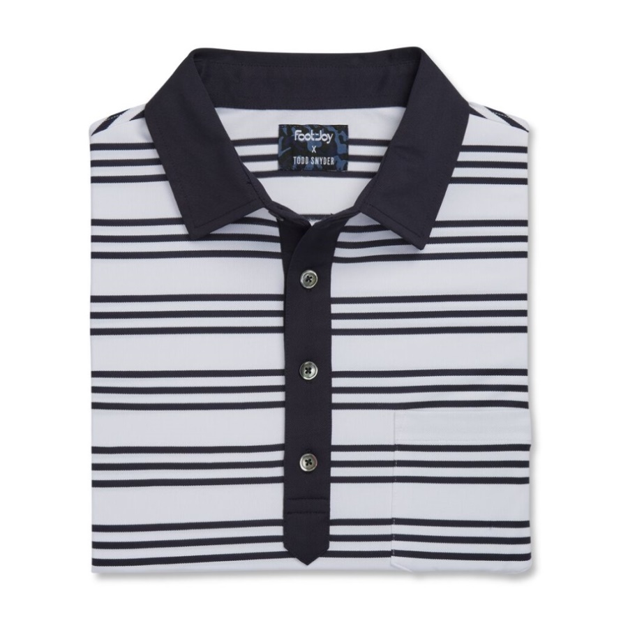 White-Navy Stripe Pique Stripe Polo Footjoy CA